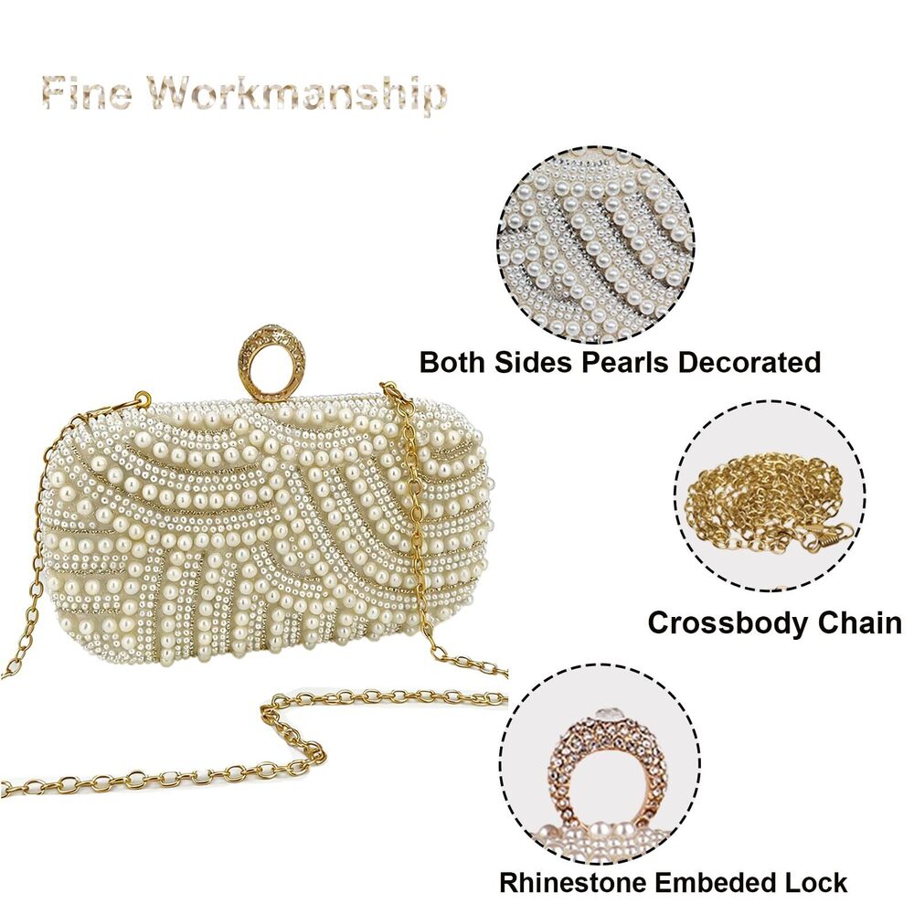 8848 Pearl Clutch Purses Party Wallet Handbag Evening Clutch Bag - Elegant - Picture 3 of 6